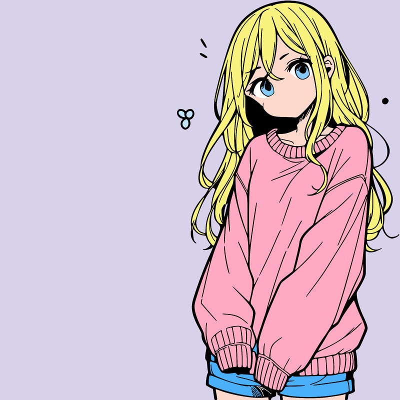 manga teen girl  in a sweater and baggy pants