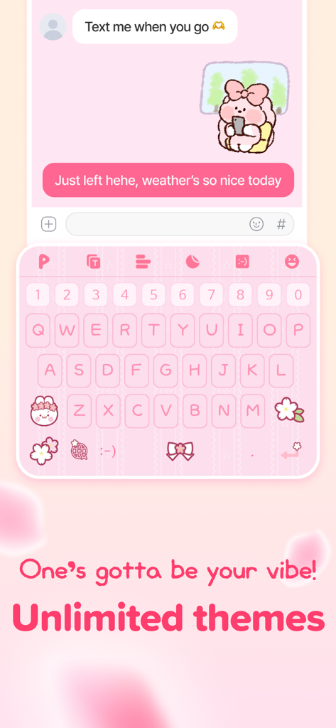 PlayKeyboard - Fonts, Emoji - Tema de teclado rosa personalizado con lindas ilustraciones de personajes