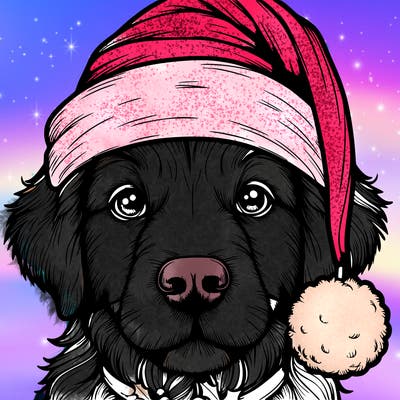 realistic dog with a christmas hat
