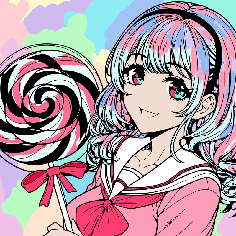 manga character woman candy realistic