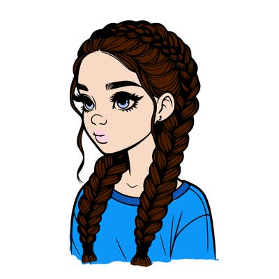 realistic girl with braids