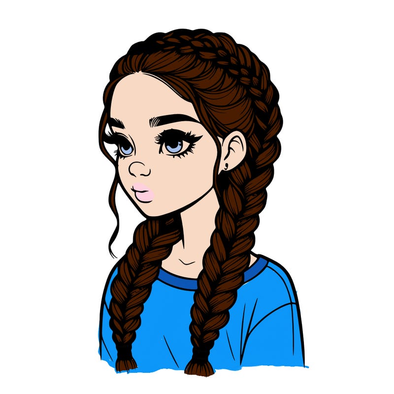 realistic girl with braids