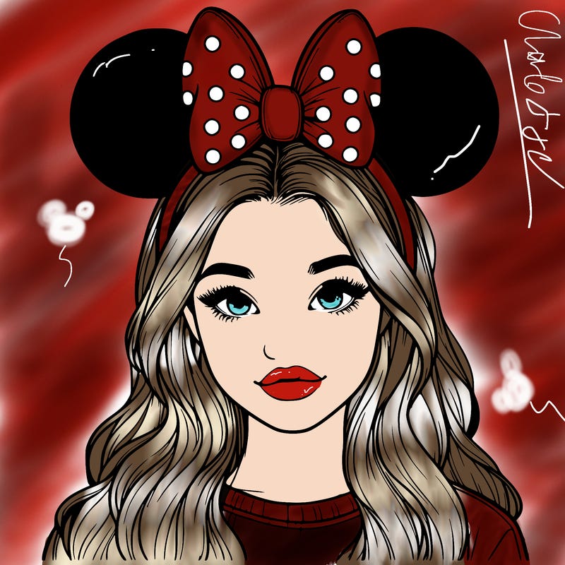aesthetic realistic girl wearing mickey mouse ears