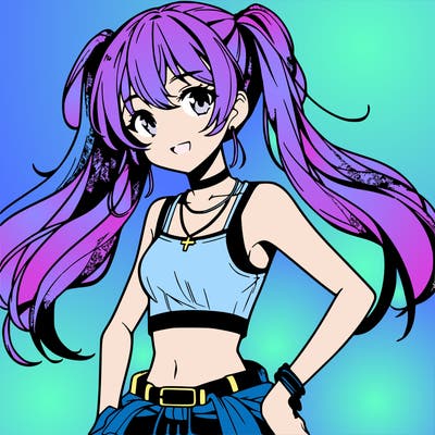 anime girl wearing crop top