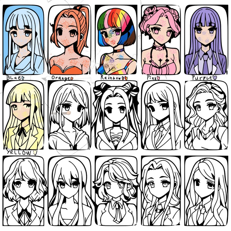 girls that look diffrent anime