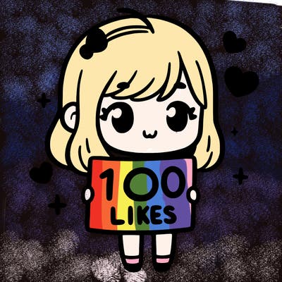 cute girl holding up a sign that says 100 likes