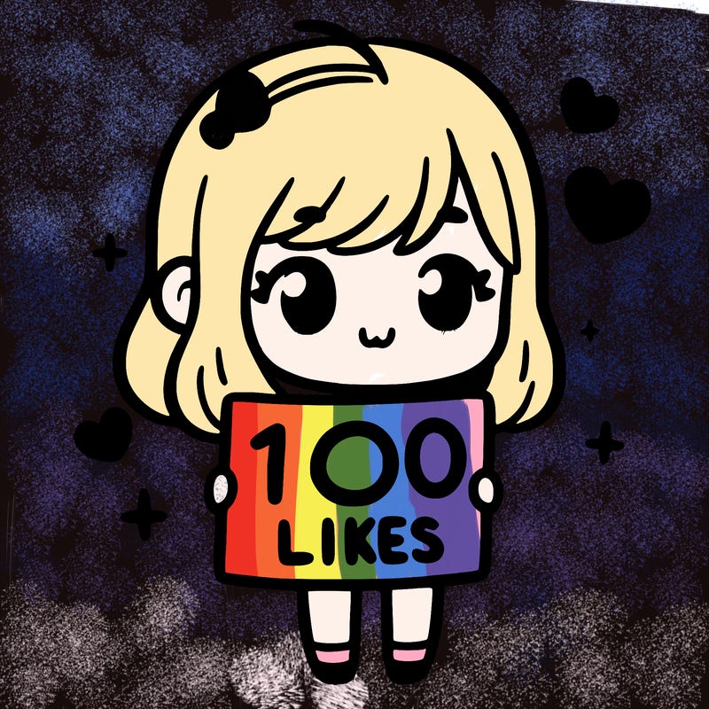 cute girl holding up a sign that says 100 likes