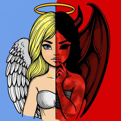 realistic angel half demon