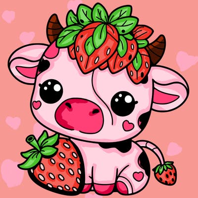 cute strawberry cow