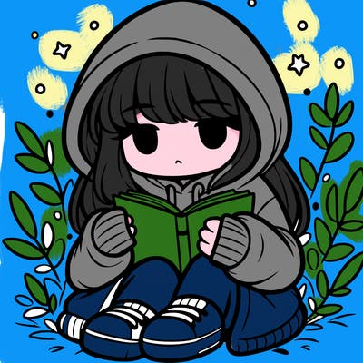 girl in oversized hoodie reading a book
