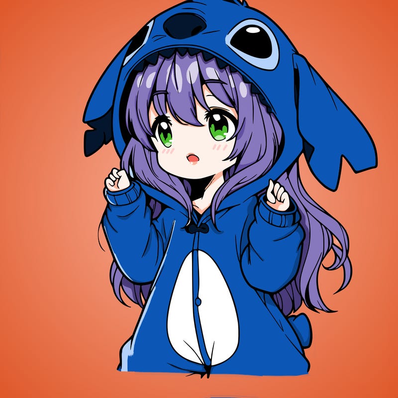 anime girl in a stitch onsie