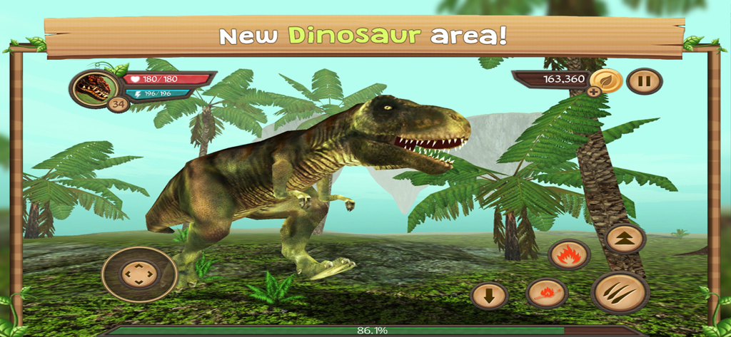 Dragon Sim Online - Un dinosaurio T-Rex parado en una jungla tropical en Dragon Sim Online