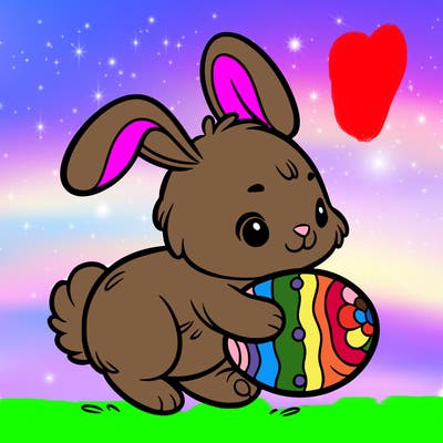 rabbit carrying an easter egg