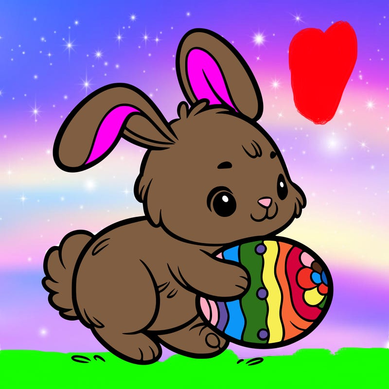 rabbit carrying an easter egg