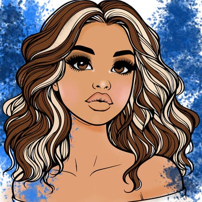 realistic girl with wavy hair and lips