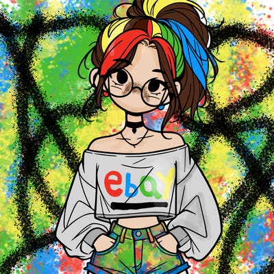 girl with a messy ponytail glasses a baggy crop top and jean shorts