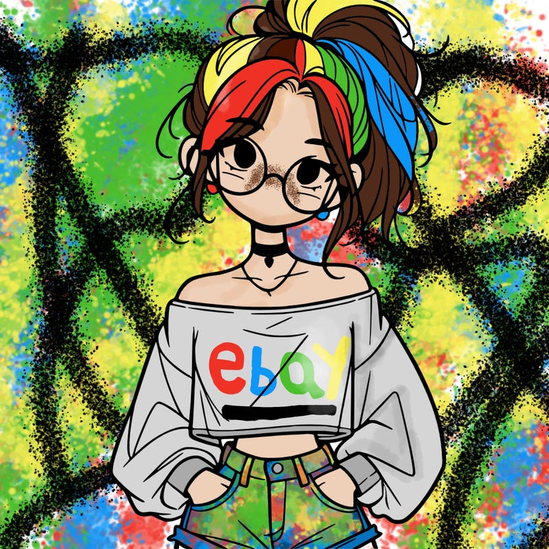 girl with a messy ponytail glasses a baggy crop top and jean shorts