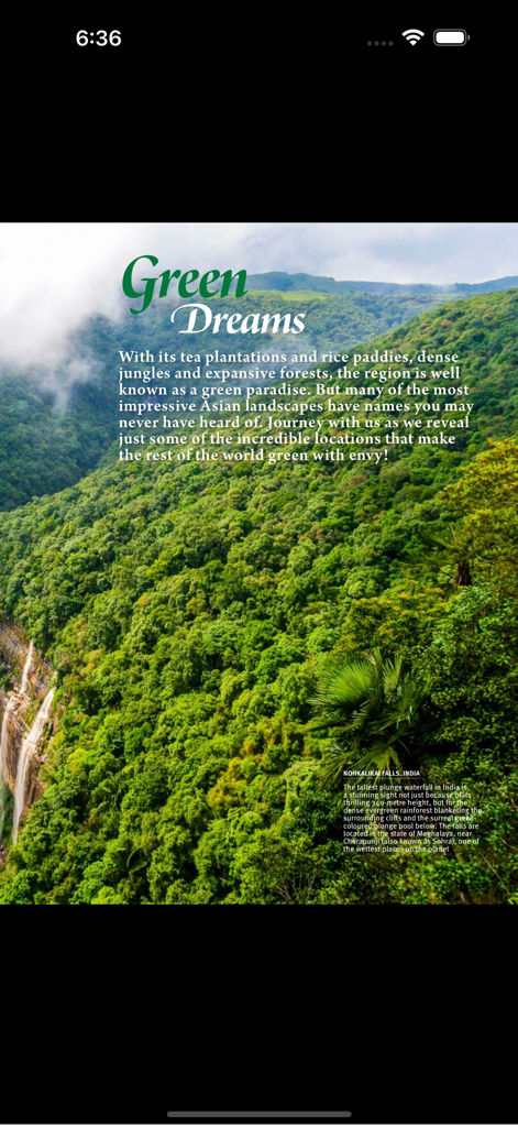 ASIAN Geographic Magazine - Lush green forest landscape and Nohkalikai Falls in India
