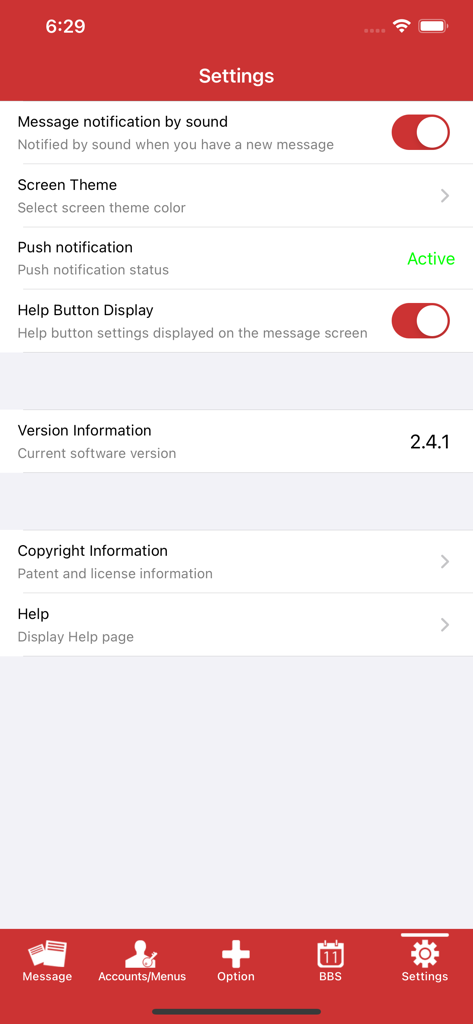 Ocrenger - Settings interface of the Ocrenger app displaying notification controls and version details.