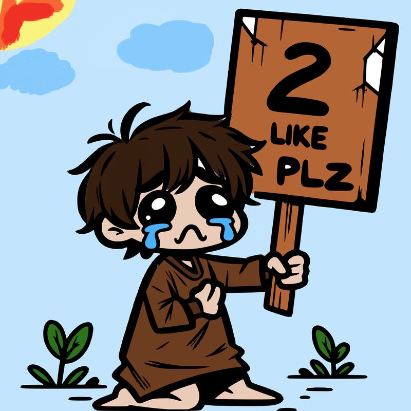 small poor toddler crying with sign that says 2 like plz