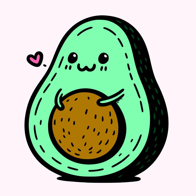 an avocado hugging an avocado