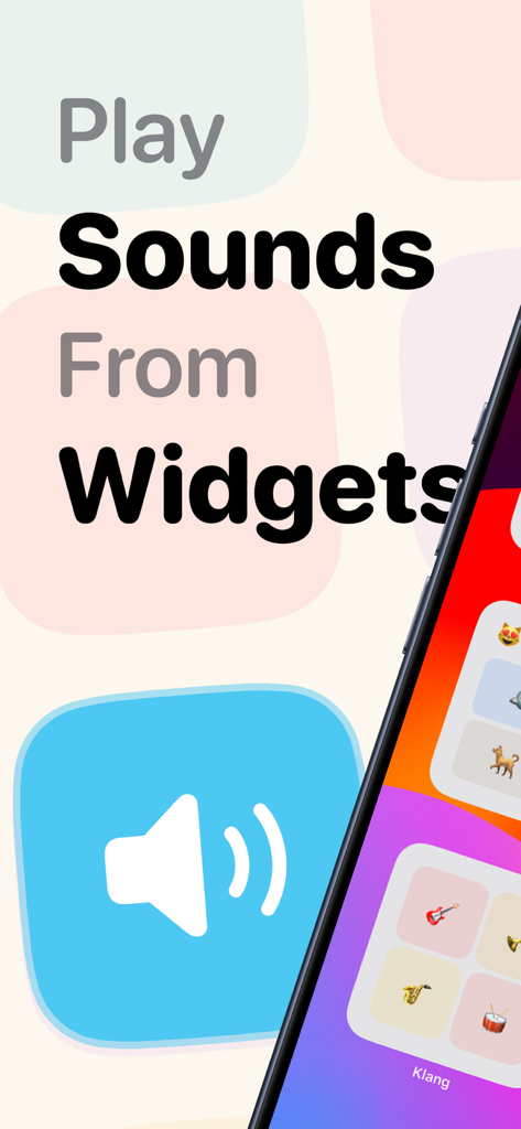 Klang - Sound Board Widget - iphone home screen showing interactive soundboard widgets from klang app