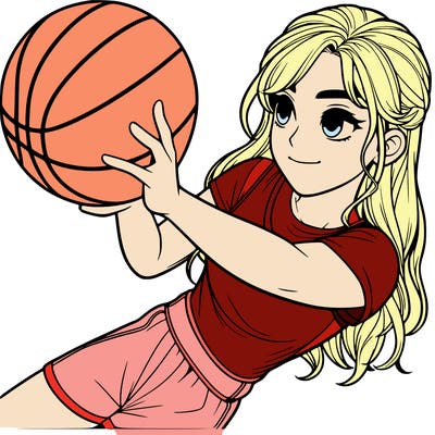 realistic girl playing basketball