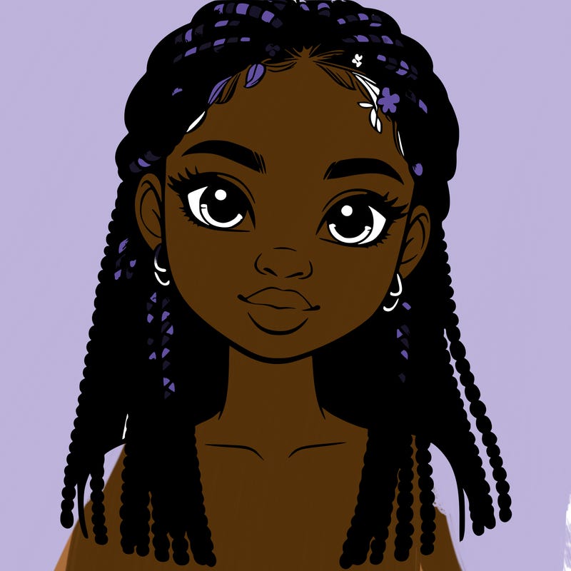 a realistic black girl with braids