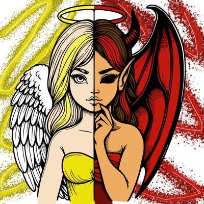 realistic angel half demon