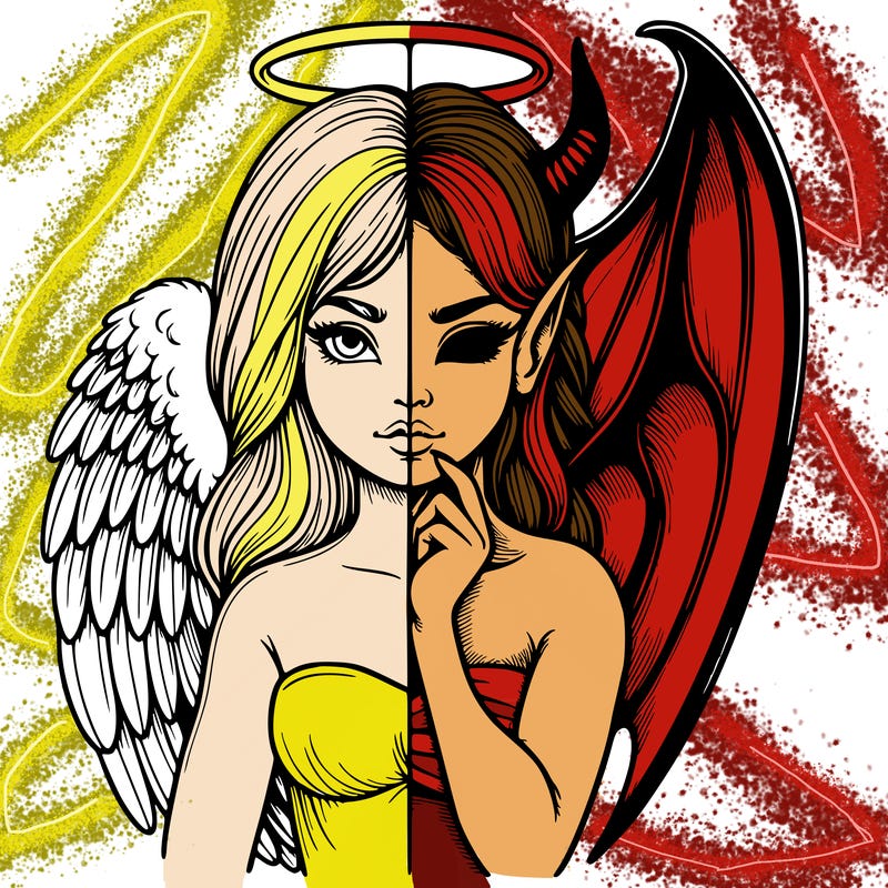 realistic angel half demon