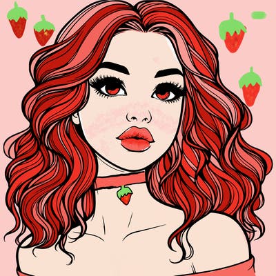 realistic girl with wavy hair and lips