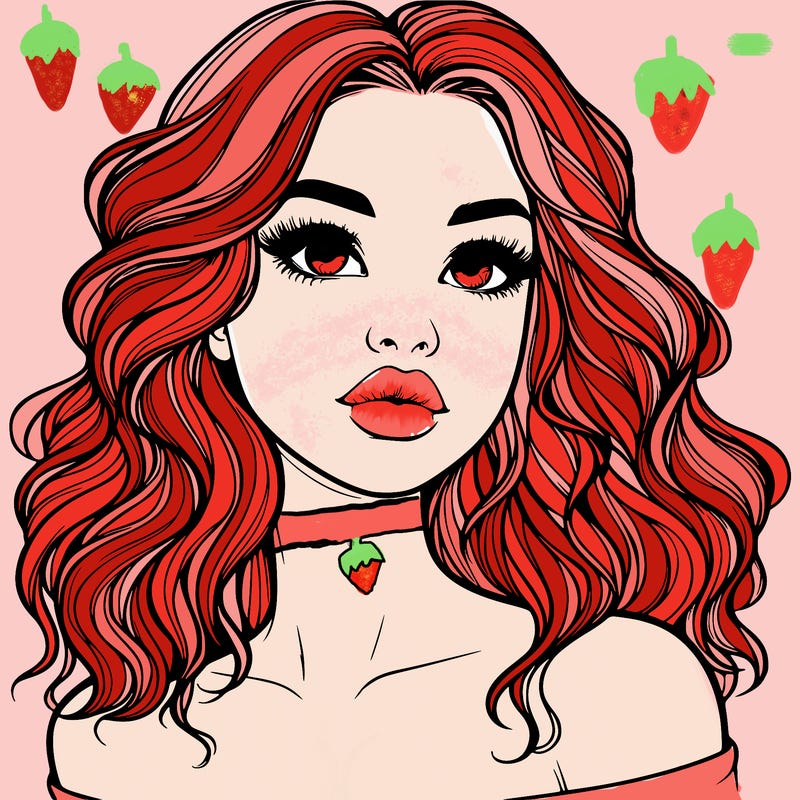 realistic girl with wavy hair and lips