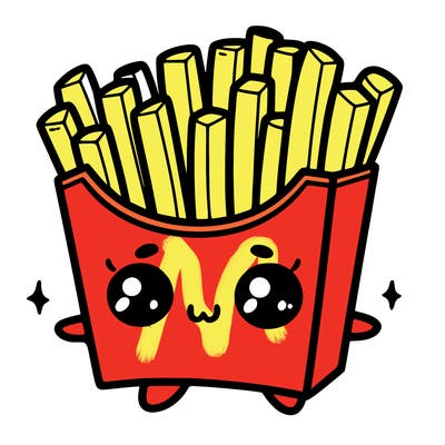 a cute. french fries