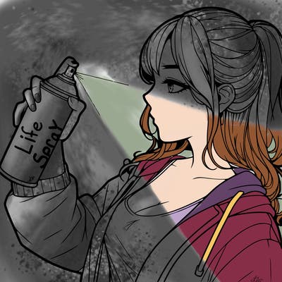 a realistic girl spray, painting