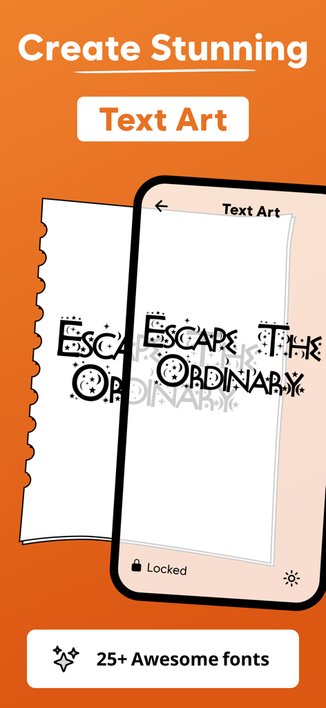 AR Drawing - Trace & Sketch - AR Drawing app screen showing the creation of stunning text art with decorative fonts