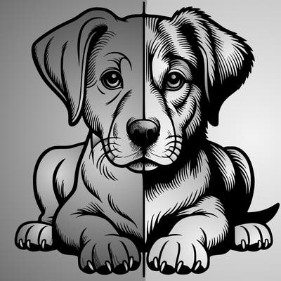 realistic dog split picture