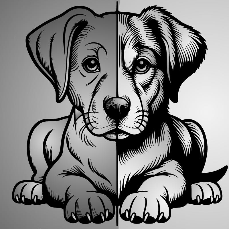 realistic dog split picture