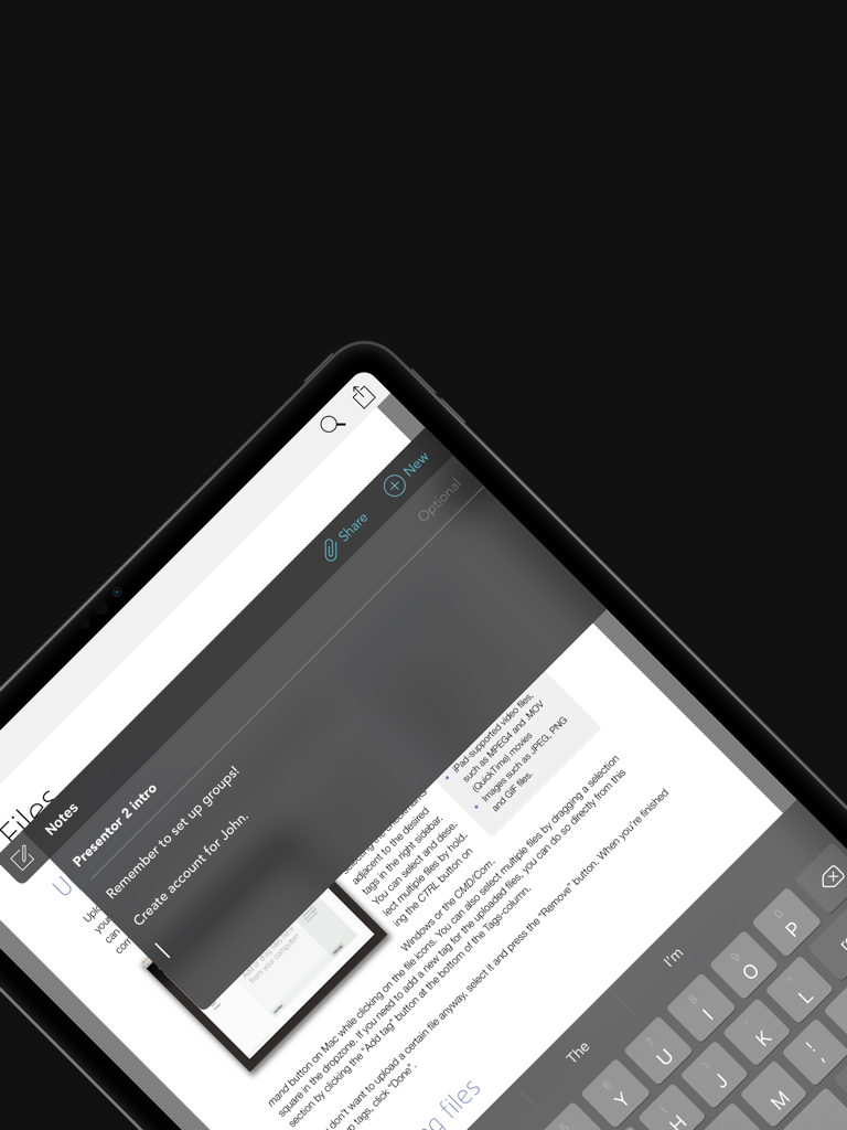 Presentor - Note taking interface on the Presentor iPad app during a sales presentation