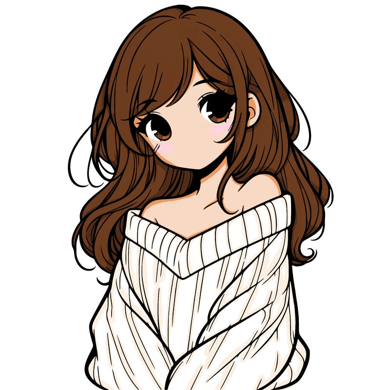 shy pretty girl wearing a sweater that is falling off one shoulder portrait