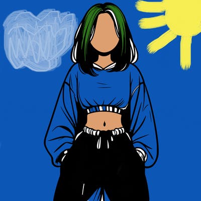 realistic girl faceless with baggy pants and a crop top