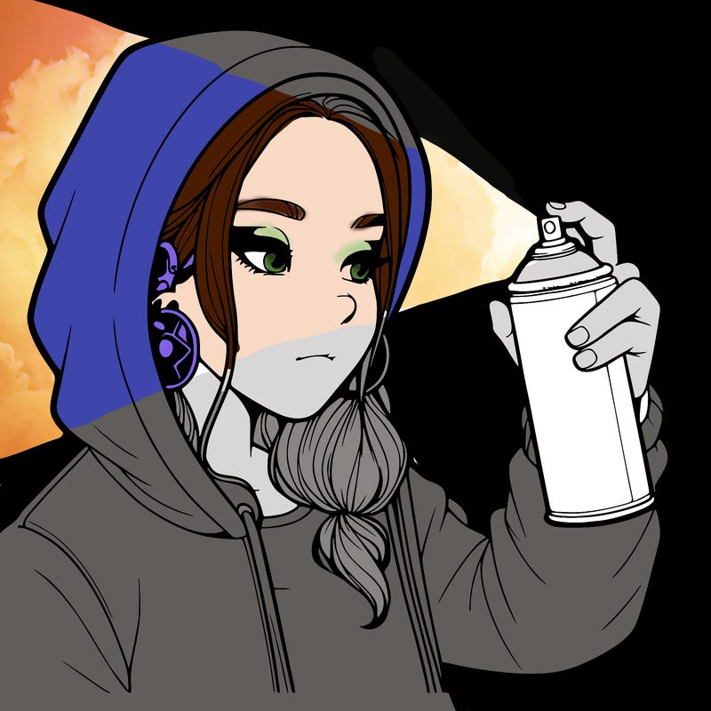 a realistic girl, spray painting