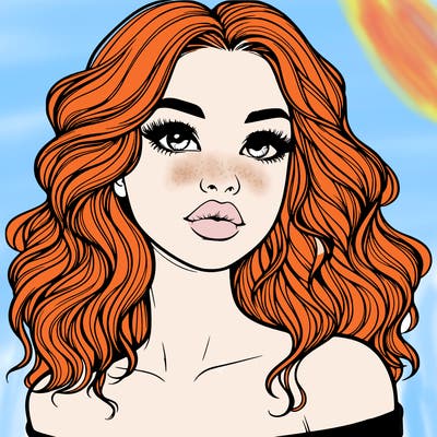 realistic girl with wavy hair and lips
