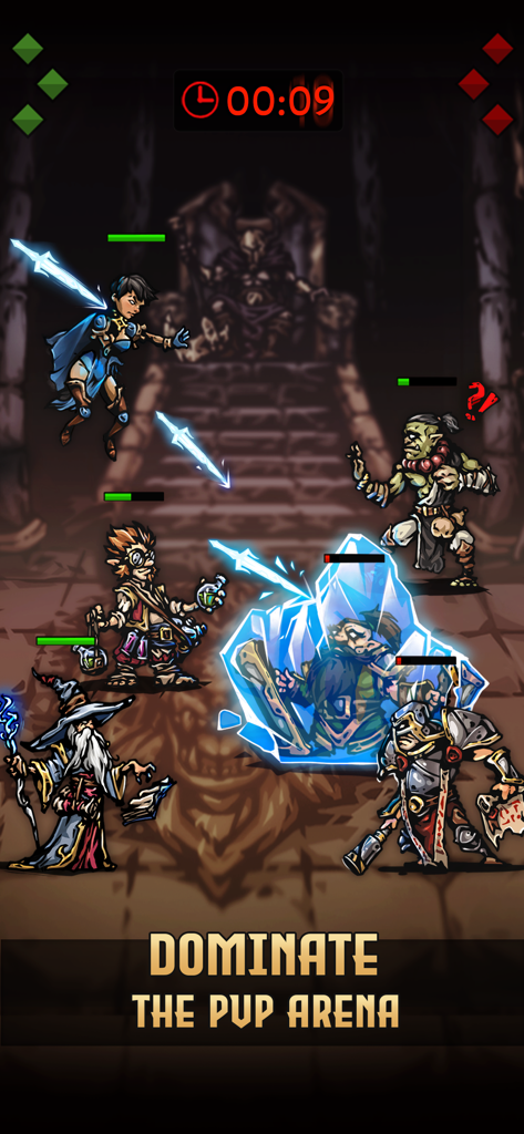 Darkest AFK: IDLE RPG Arena - Fantasy heroes fighting in a PvP arena battle in Darkest AFK