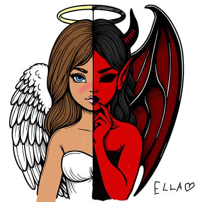 realistic angel half demon