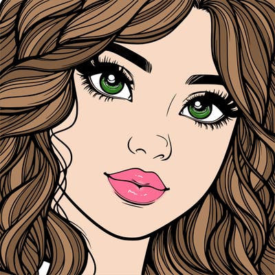 beautiful realistic girl close up to the camera with wavy hair,