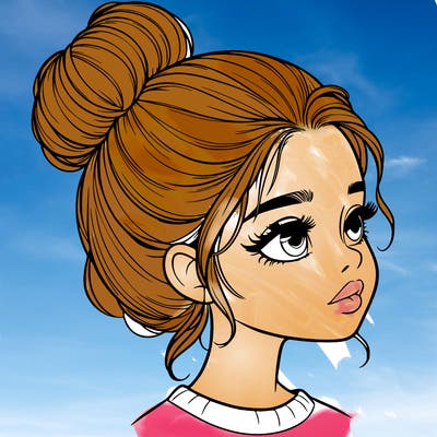 realistic girl with bun