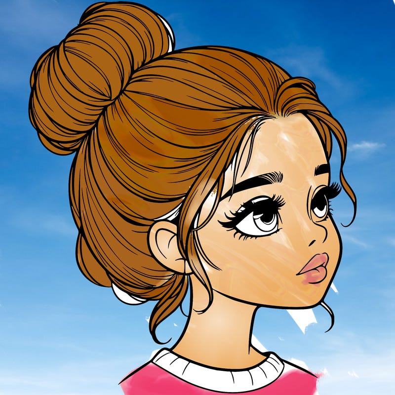 realistic girl with bun