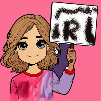 realistic girl holding up a sign