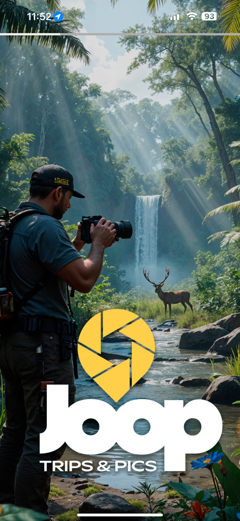 Joop - Photographer capturing a waterfall and deer in a tropical landscape for Joop Trips and Pics app