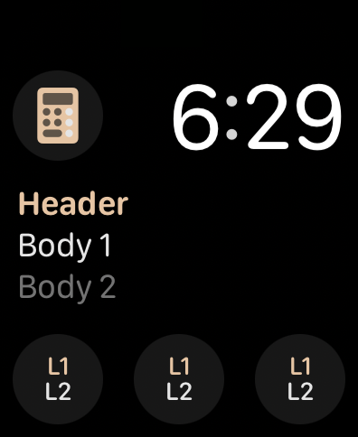 Complicated - complications - Apple Watch face showing custom text and icon complications